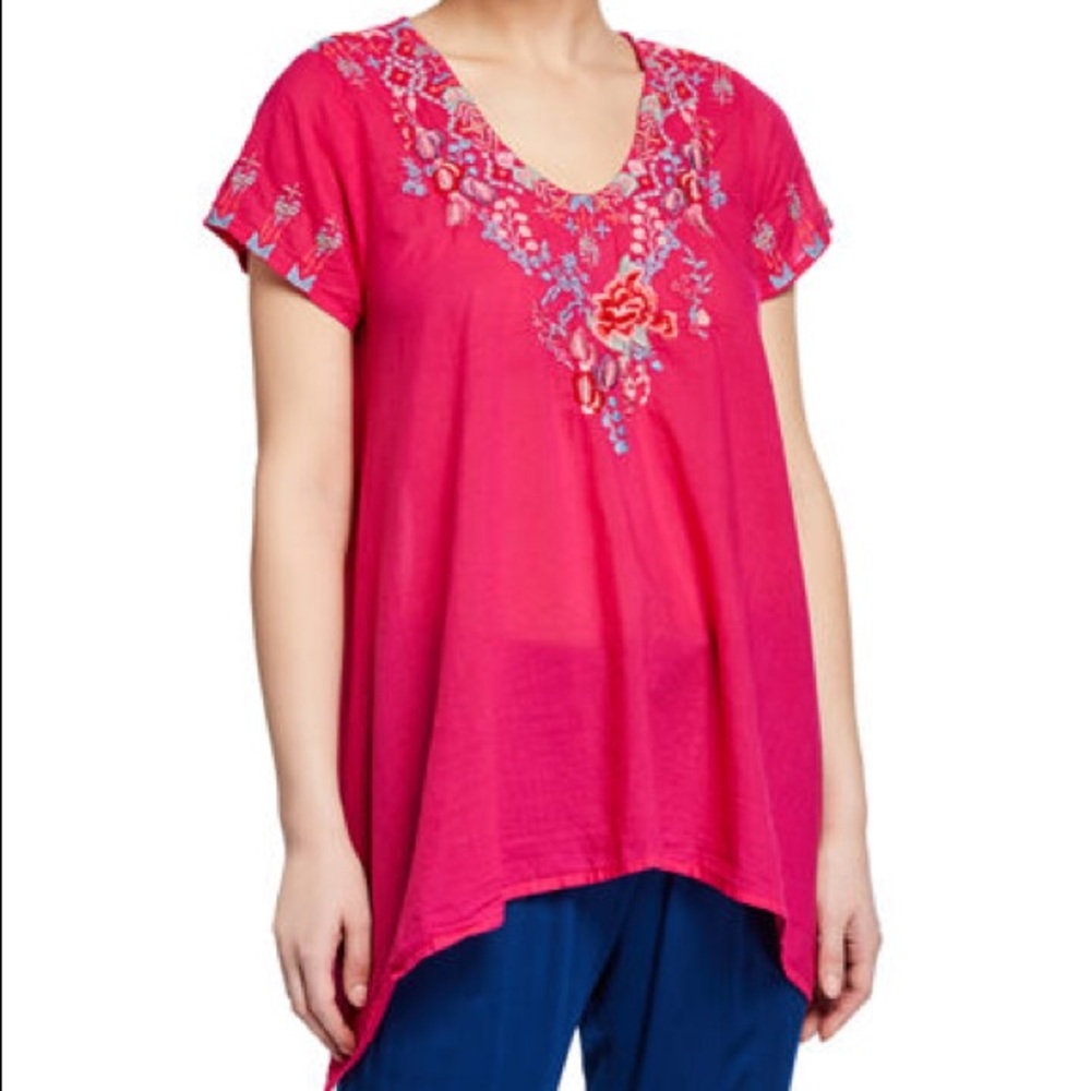 Johnny Was Hinga Embroidered Voile Tunic Small